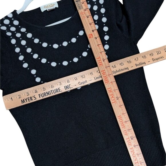 Peck & Peck 100% cashmere sweater Medium polka dot necklace quiet luxury cozy - Picture 4 of 9